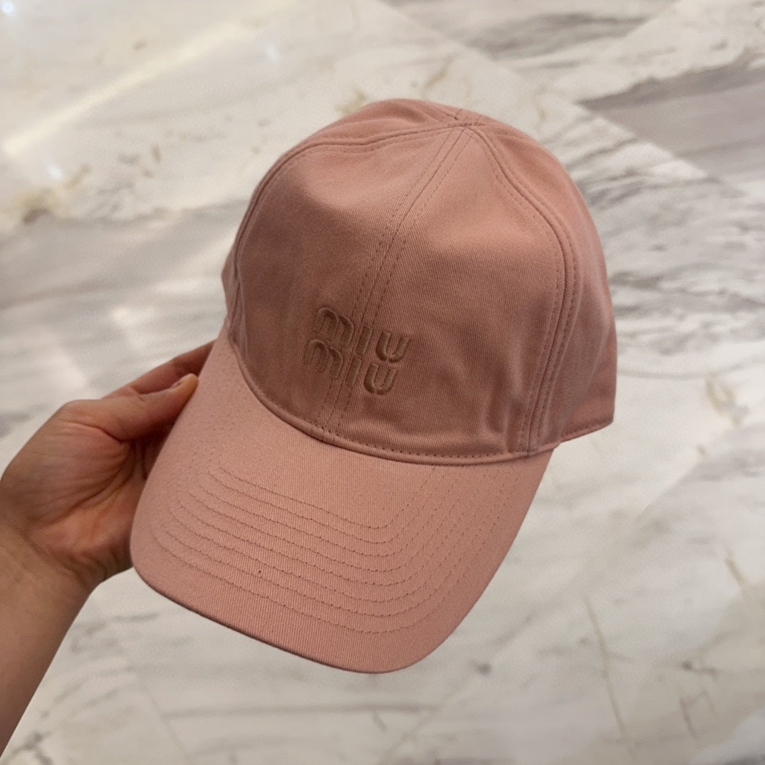 MM BASEBALL CAP IN MELON PINK FABRIC EMBROIDERED LOGO STYLE 4