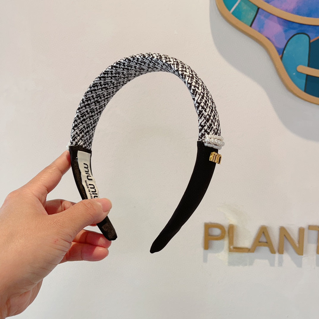 HEADBAND IN BLACK TWEED AND SILK 262052