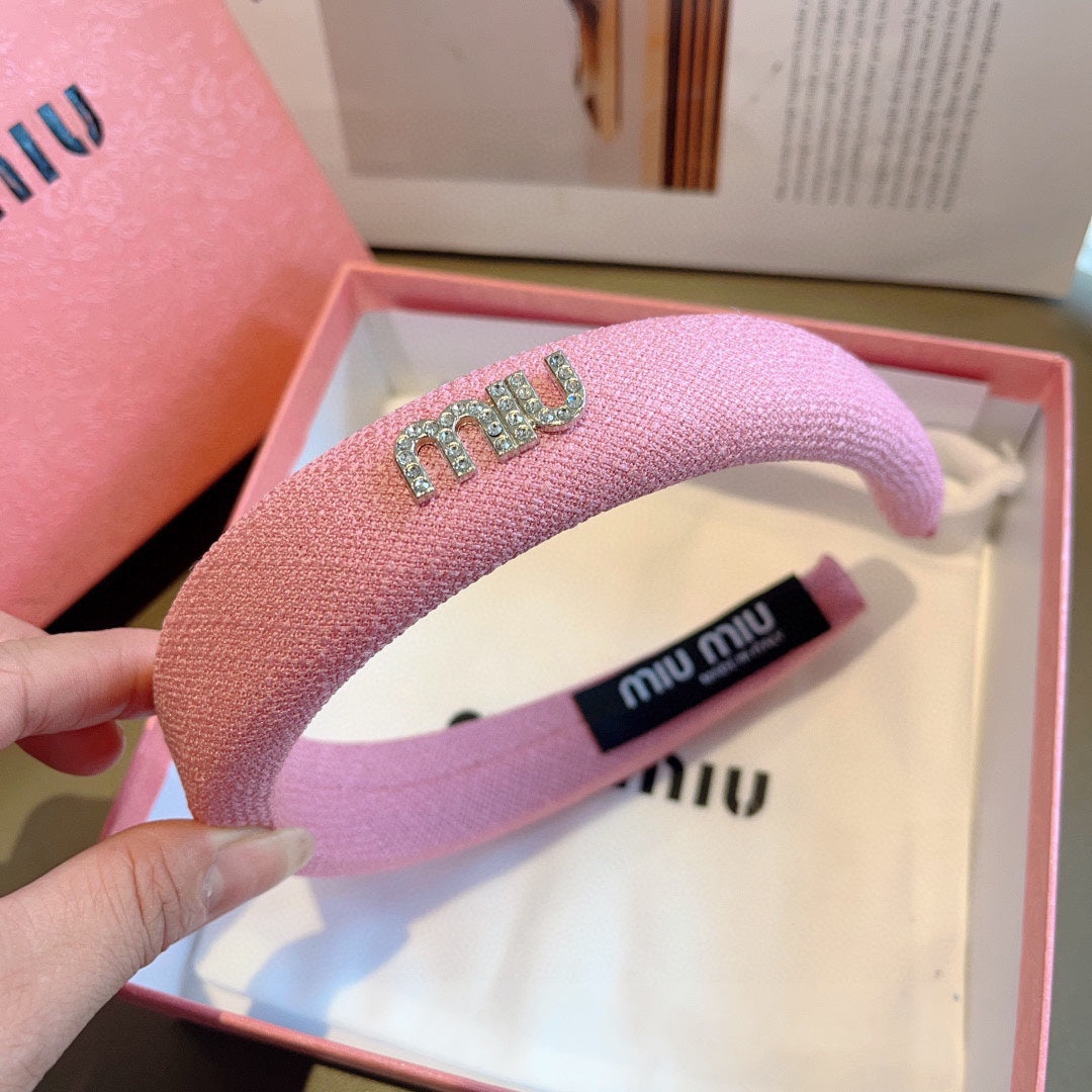 THICK HAIR BAND IN PINK RAW FABRIC 423577