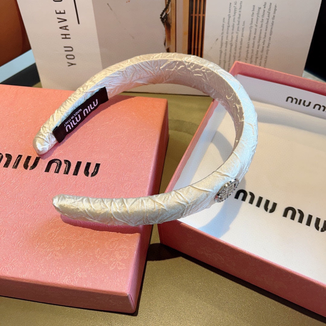 THICK HEADBAND IN WHITE FABRIC 432778