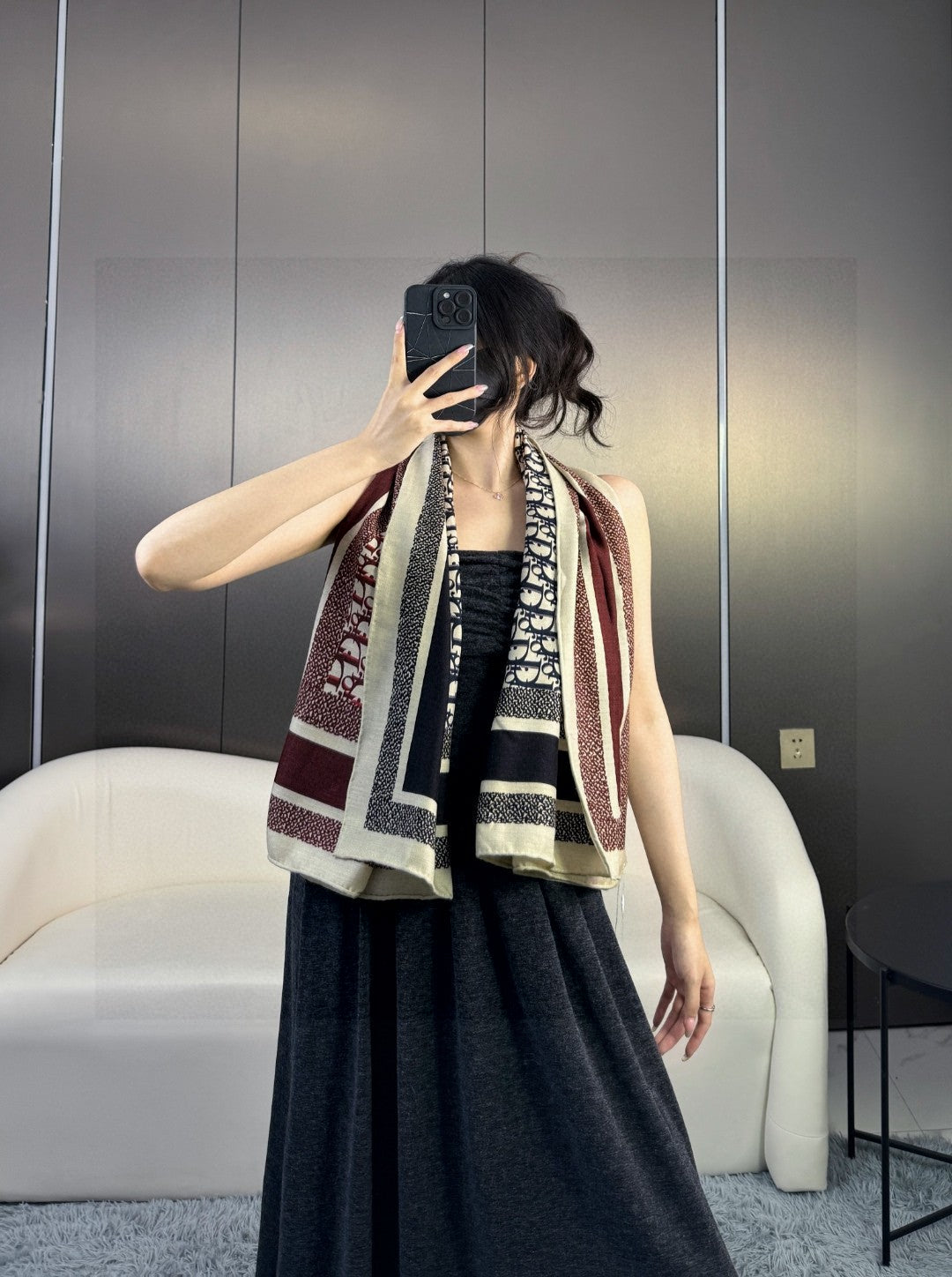 DIOR SCARF 140 CM IN CASHMERE-SILK BLEND 699255